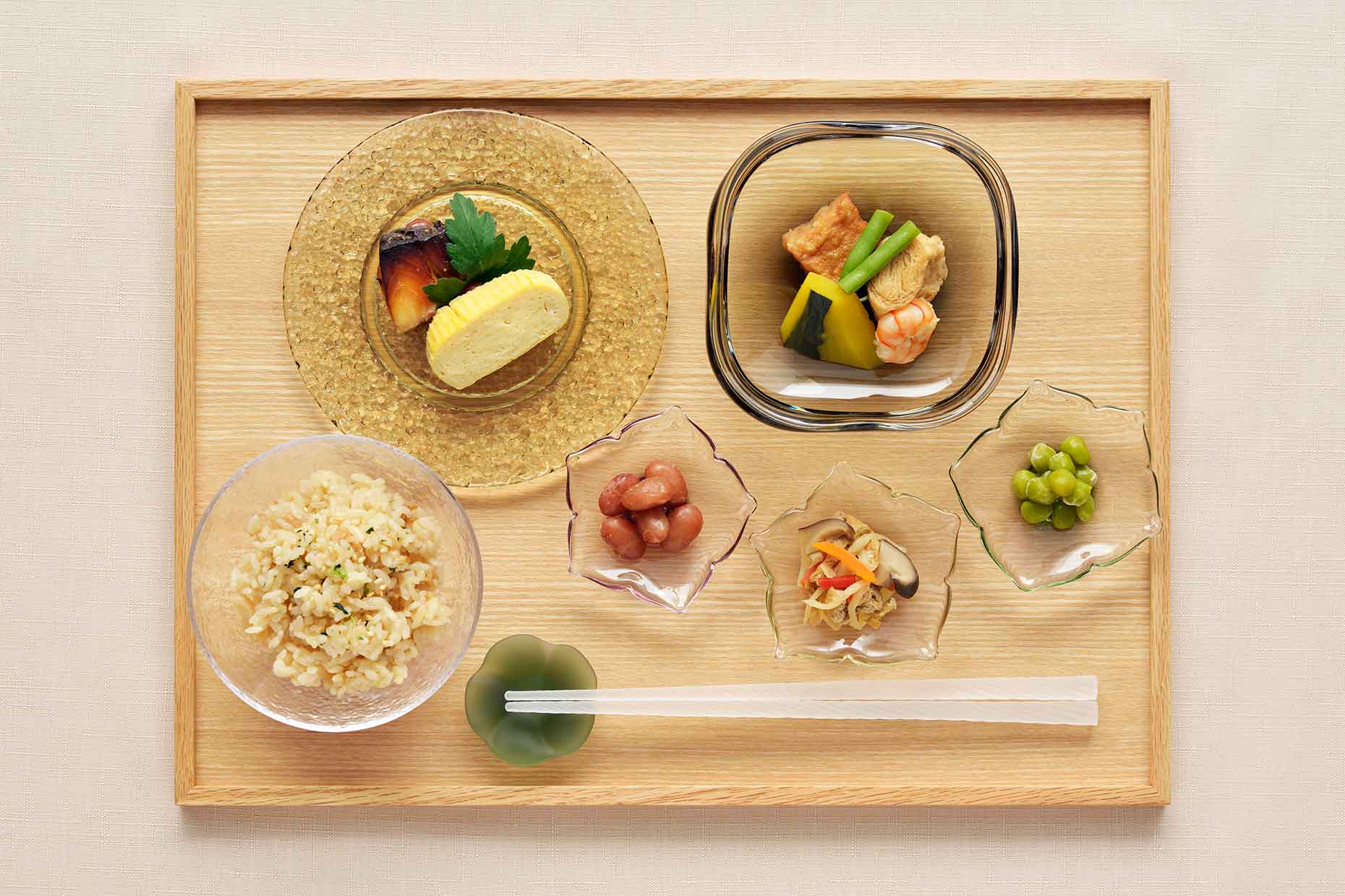 お箸　グラス きちじつ ボックス入り箸＆箸ケース GY（ランチ小物
